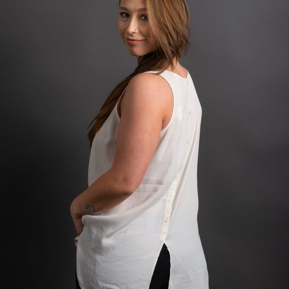 White Chiffon Tank by Ann Taylor - Picture 1 of 10